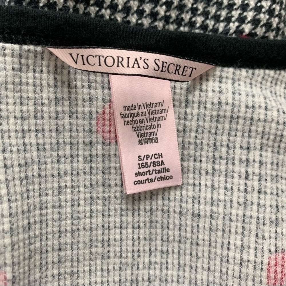 Victoria’s Secret Houndstooth Heart Thermal Pajama Set Womens S Waffle Stretch - Picture 12 of 13